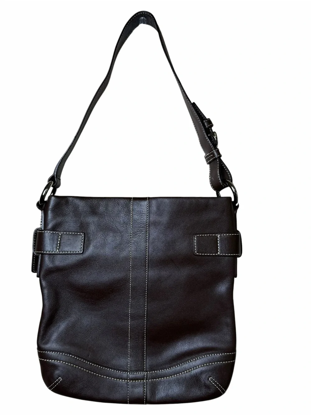 Vintage y2k Coach Soho Slim Duffle Shoulder Bag Style 1453 Dark Brown Leather 05
